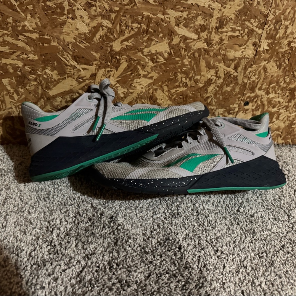Reebok Nano X Gray with Green Accents Men's Athletic Shoes
